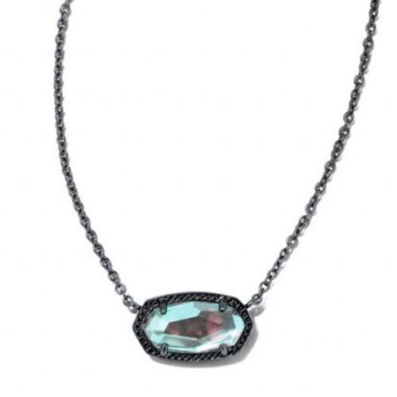 New Elisa Gunmetal Pendant Necklace in Grey Dichroic Glass - Picture 4 of 12